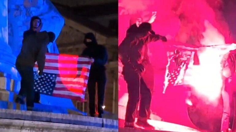 Repudio mundial a Estados Unidos: en Francia quemaron una bandera estadounidense por lo de Venezuela