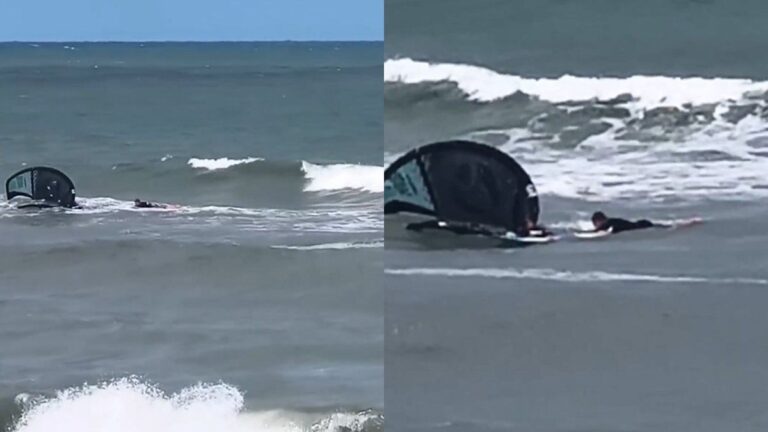 Tensión en Mar del Plata: guardavidas rescataron a un kitesurfista arrastrado por el viento
