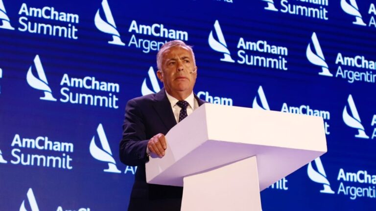 Alfredo Cornejo, gobernador de Mendoza, durante su participación en el Summit de la AmCham.
