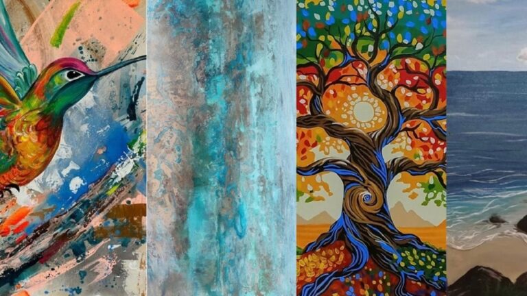 Obras de arte de la exposición Expresarte en el Centro Cultural Pascual Lauriente de Guaymallén
