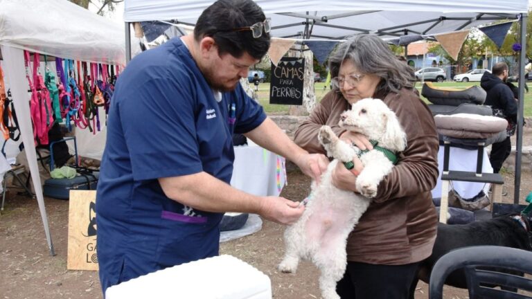 Jornada de salud animal en la Estación Saludable de Guaymallén, con dueños y mascotas.