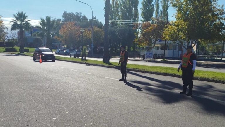 Agentes de la Policía de Mendoza realizando controles vehiculares en una ruta provincial