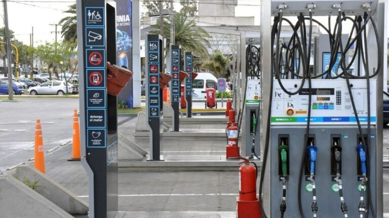 Surtidor de combustible mostrando precio congelado en una estación de servicio